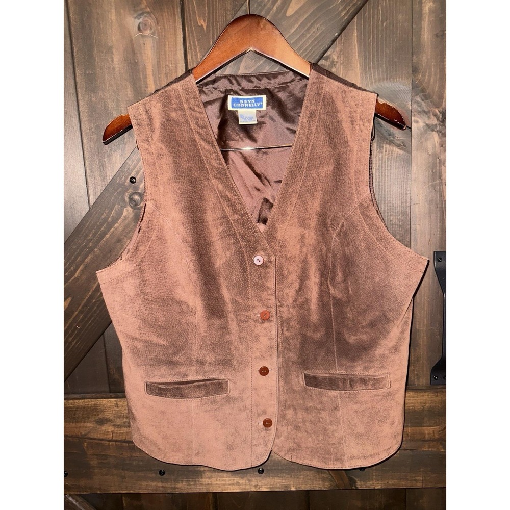 Bryn Connelly 100% Leather‎ Vintage Button Down Vest Brown
